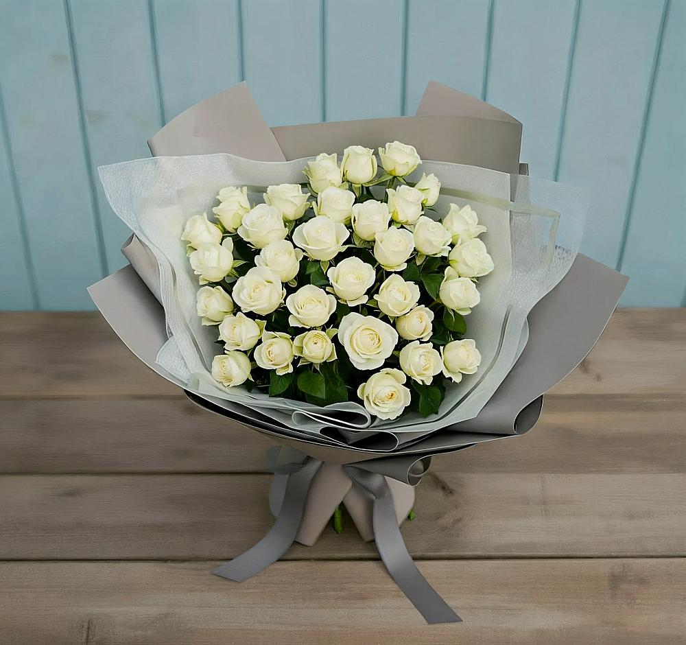Букет Белоснежная нежность в 40 лет октября
