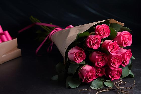 Букет 11 роз Пинк в 40 лет октября