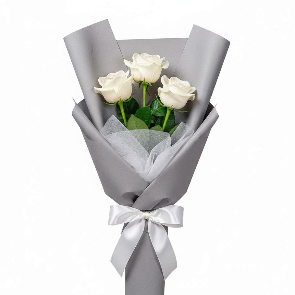 Букет 3 белые розы в 40 лет октября