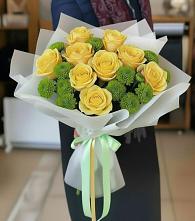 Букет цветов из:  Хризантемы и Розы в 40 лет октября