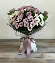 Букет цветов из:  Хризантемы и Розы в 40 лет октября